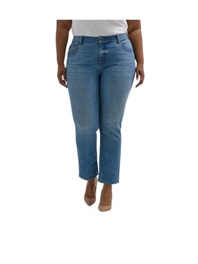 Lee Plus Size Straight-Leg Jeans in Medium Blue Size 20L